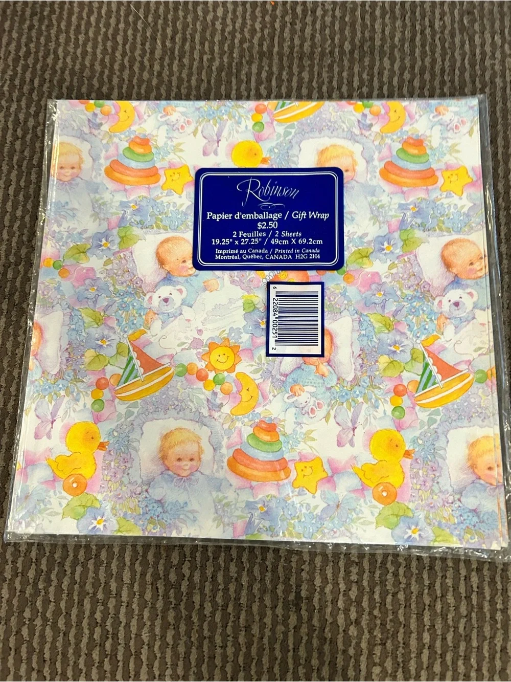 Vintage Robinson Baby Gift Wrap 7 Sealed Packs 14 Sheets
